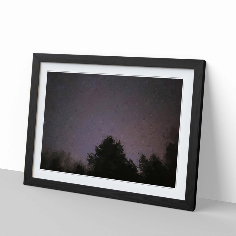 Tree Stars in Abstract - Framed Print, Black, 40cm H x 60cm W x 2cm D