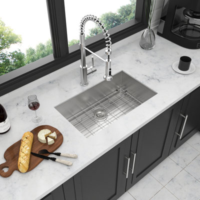 30X18 Inch Undermount Stainless Sink - 9 Deep, 18 Gauge With Smooth Finish And Condensation Coating 30" Steel Kitchen Gauge, Deep Stain Foldable Rack