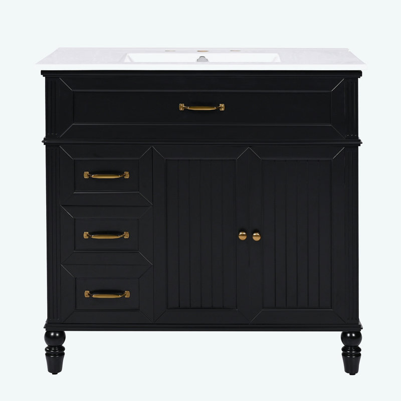 36" Bathroom Vanity with Sink, Black