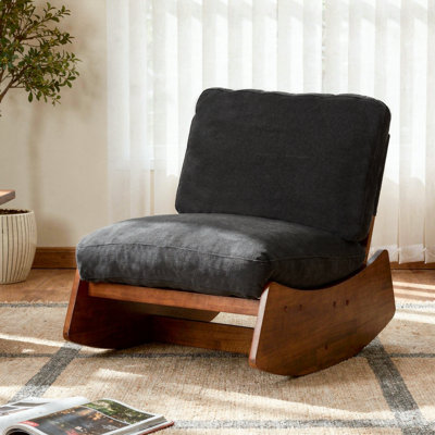 Upholstered Solid Wood Rocking Chair
