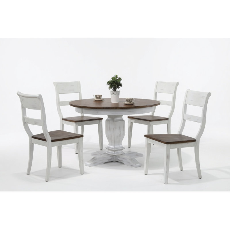 Hena 5 - Piece Round Extendable Solid Wood Dining Set