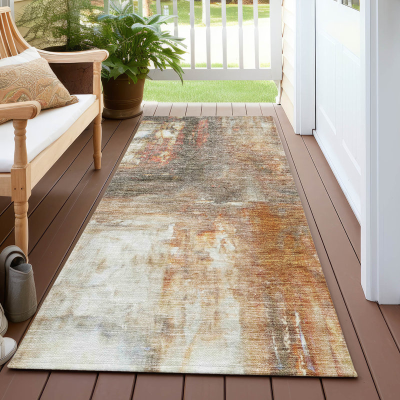 Tapis orange intérieur / extérieur lavable Nocturne , 2'3" x 7'6"