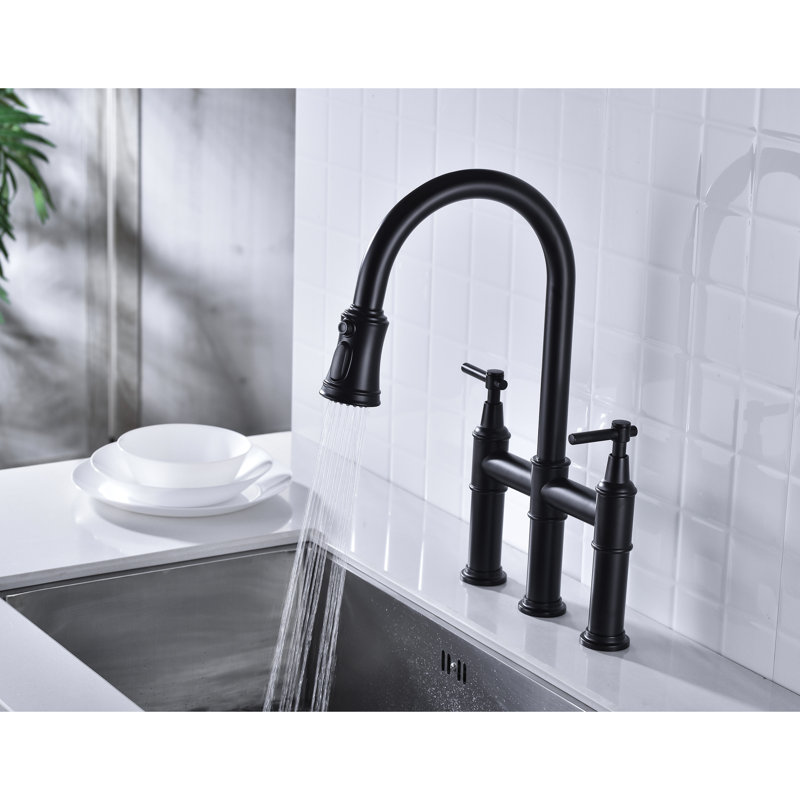 Robinet de cuisine rétractable noir mat - Gestion exacte du débit et de la température, buse rotative à 360 degrés, contrôle de l'eau de fabrication en laiton,