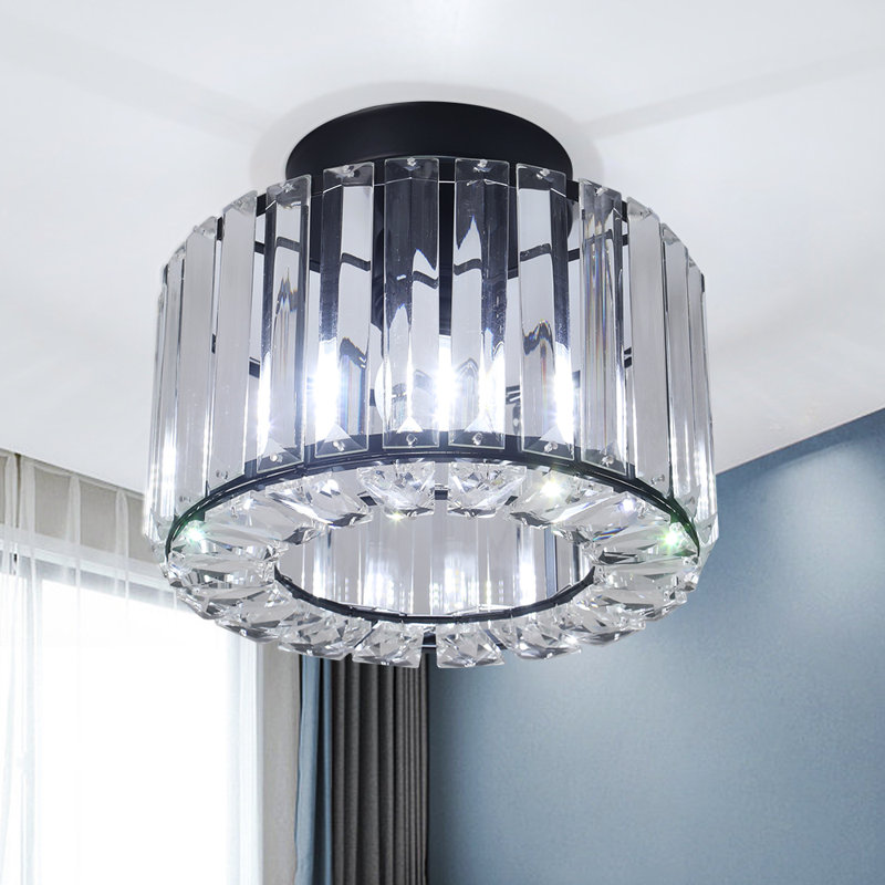 Plafonnier semi-encastré en verre, Noir mat