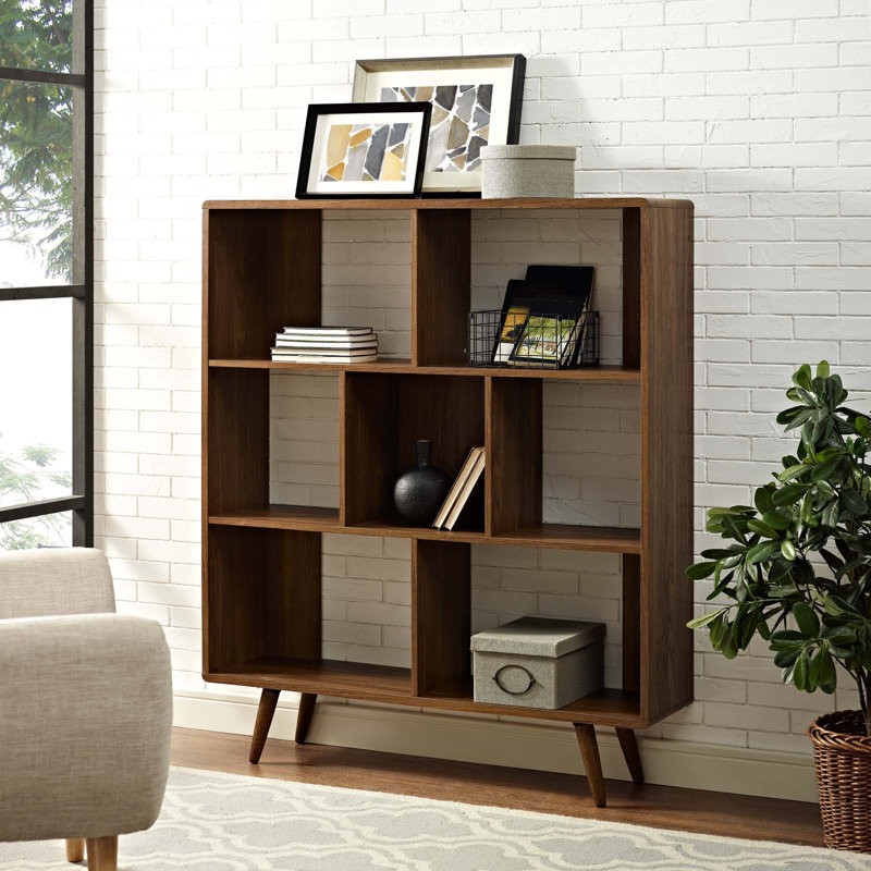 Bibliothèque en bois H 52,5 "x l 45", Noyer