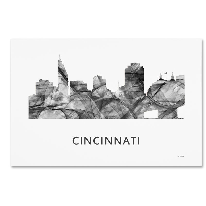 « cincinnati ohio, wb-bw », reproduction d’impression sur toile tendue, H 30 po x l 47 po x P 2 po