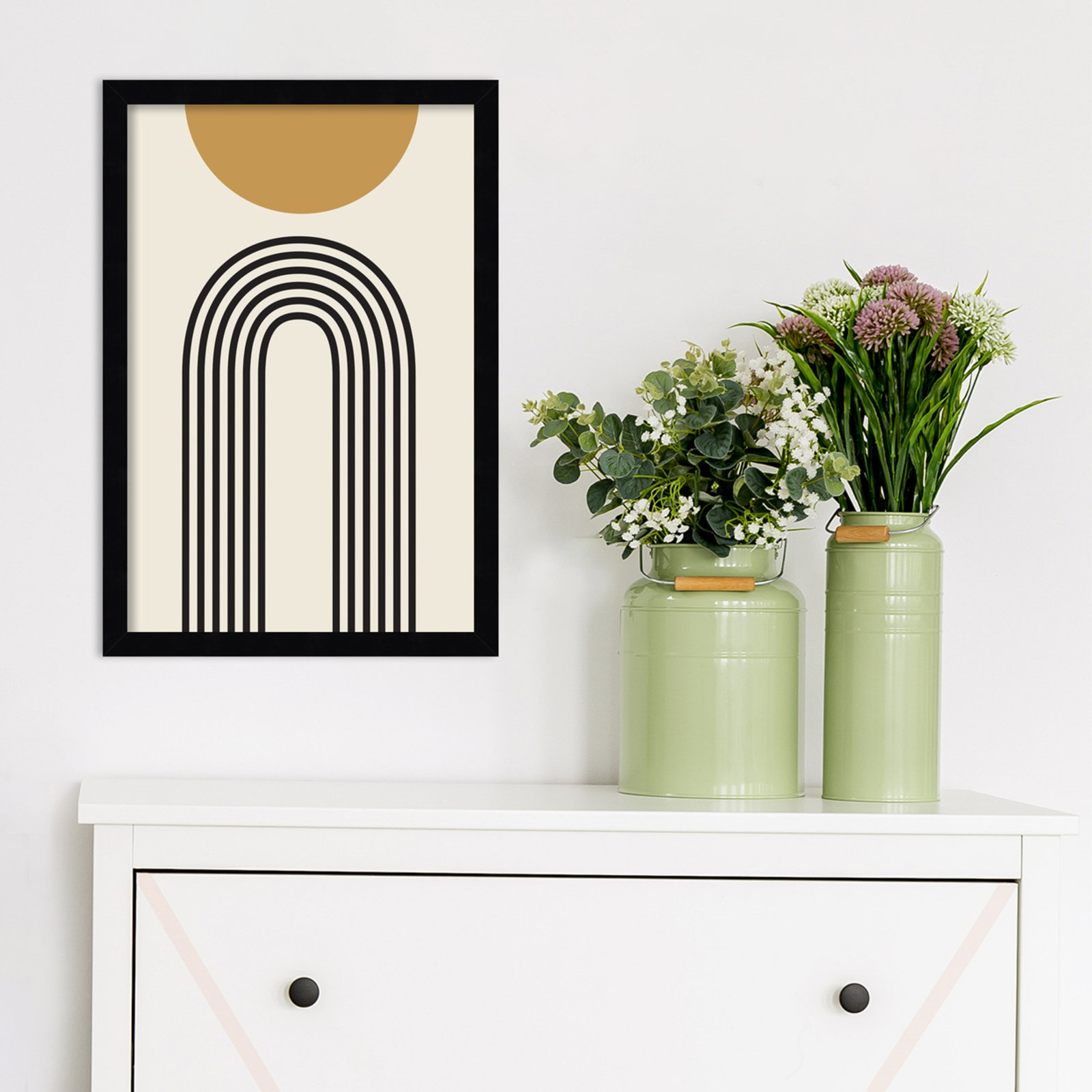 Retro Mountain Sunrise by The Creative Bunch Studio, Black, 19.25" H x 13.25" W x 0.88" D