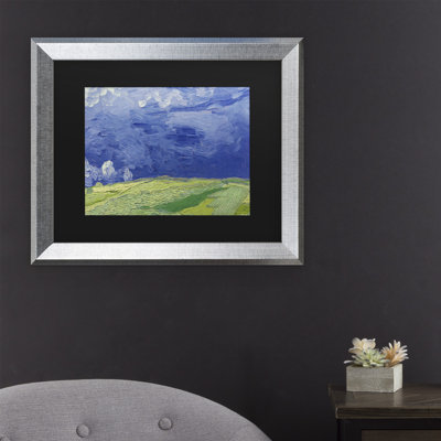 « wheatfields under thundercloud » par vincent van gogh, reproduction de peinture à l’huile sur toile encadrée