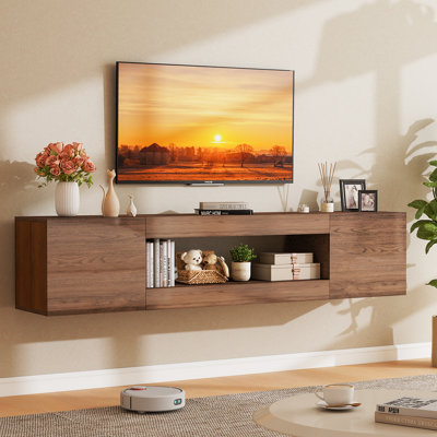 Floating TV Stand, Wall Mounted TV Cabinet, High Glossy Entertainment Center-Modern Media Console Fits 65-80 Inches TV for Living Room/Bedroom