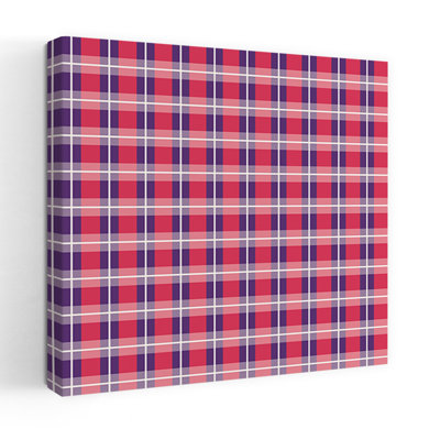 Vibrant Red Purple Plaid Abstract Classic Colorful Violet Wall Art Print 1 Piece Wrapped Canvas Wall Art