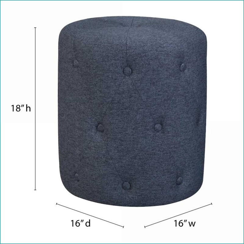Ottoman Modern Tufted Puff Royal Blue for Living Room | Upholstered | Royal Blue