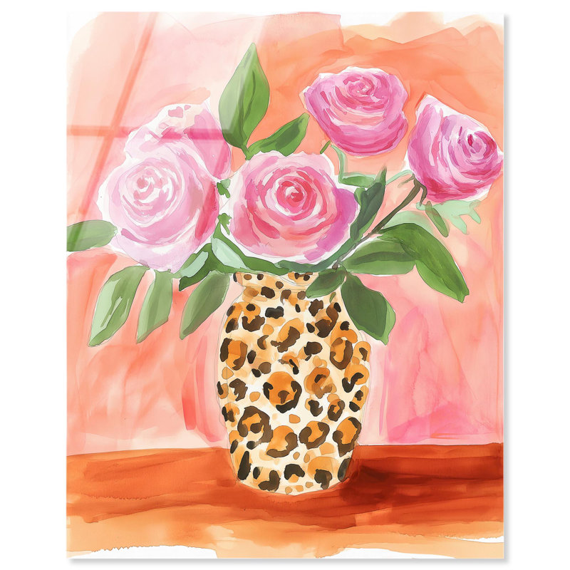 «Roses in Leopard», reproduction d'art à la mode par Art Remedy, H 20 po x l 16 po