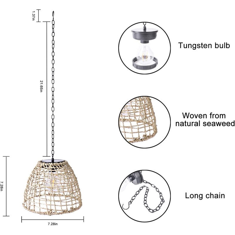 Luminaire suspendu d'extérieur câblé 7,28 po