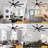 72 Inch Indoor/Outdoor Black Modern Large Ceiling Fan With Lights And Remote, 6 Speeds Reversible Quiet DC Motor Ceiling Fan For Patio