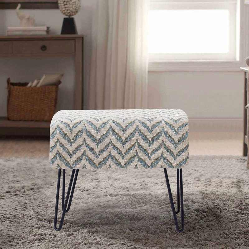 Hamel Upholstered Ottoman, Light Blue