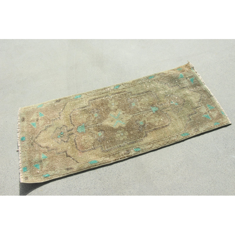 Handwoven Vintage Turkish Oushak Style Runner Rug in Muted Colors Perfect for Hallways and Home Decor
