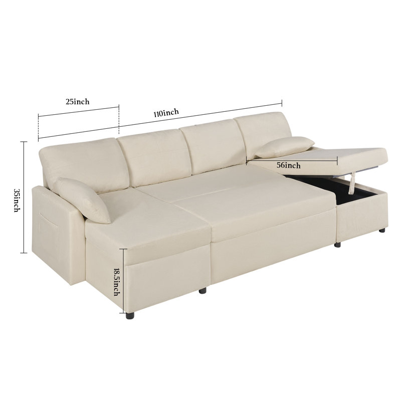 Canapé-lit surdimensionné de 110 po Knupp, Beige