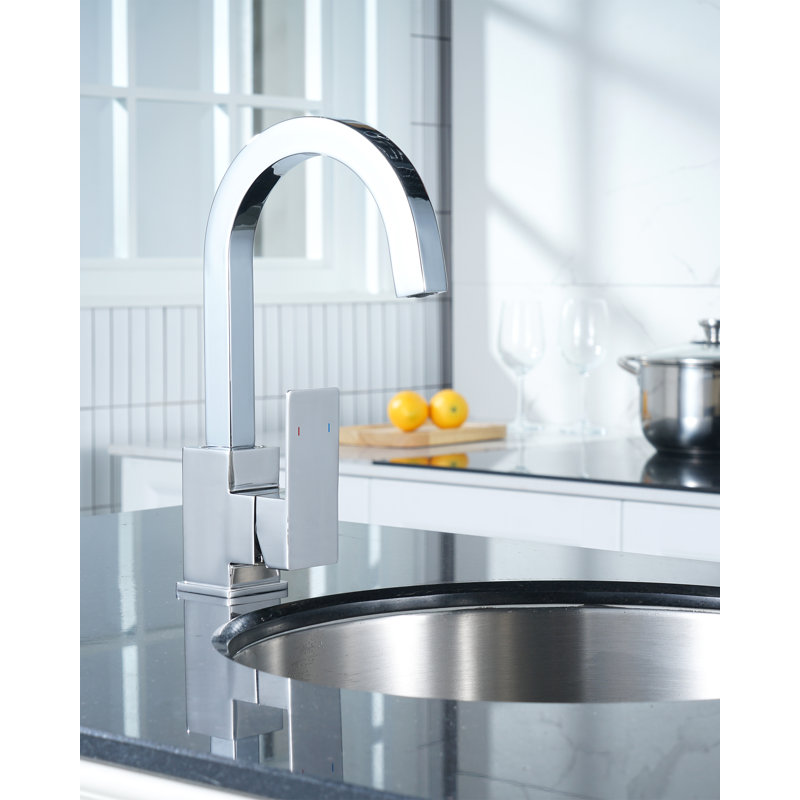 Single-Handle Stainless Steel Bar Faucet, Single Hole, Deck Mount, With Supply Lines, Chrome
