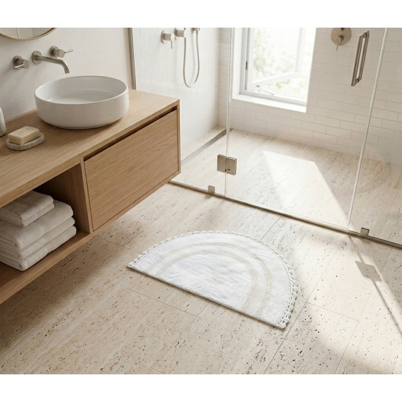 Tapis pour salle de bain Akifumi, Blanc