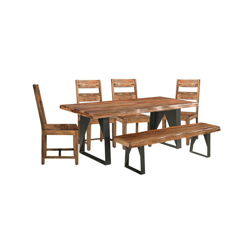 Chaliyah 6 - Person Solid Wood Top Double Pedestal Dining Set, Natural