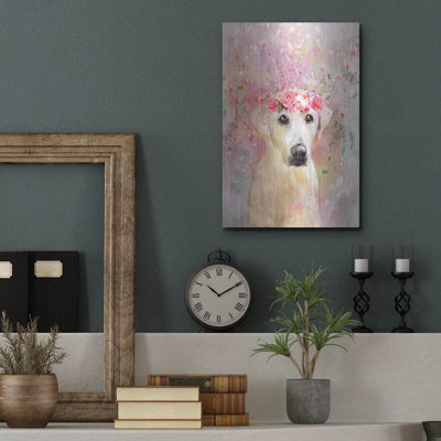 Red Barrel Studio® 'Flower Crown Labrador Retriever' by Furbaby Affiliates Metal Wall Art