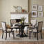 Ensemble de table de salle à manger ronde extensible rétro en chêne avec quatre fauteuils rembourrés-1738239484