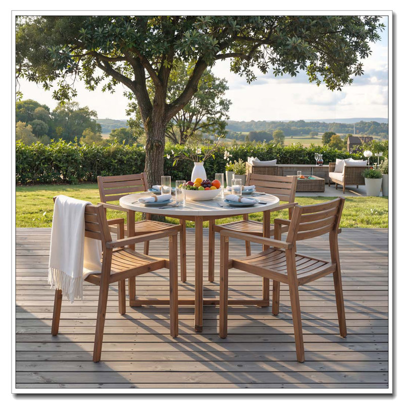 Ensemble repas 5 pièces pour l'extérieur, Marron clair