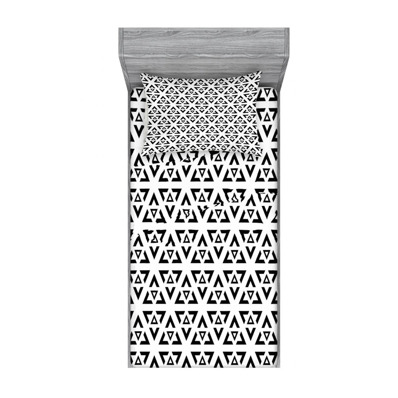 Microfiber Geometric Sheet Set, Twin Sheet Set with Fitted Sheet