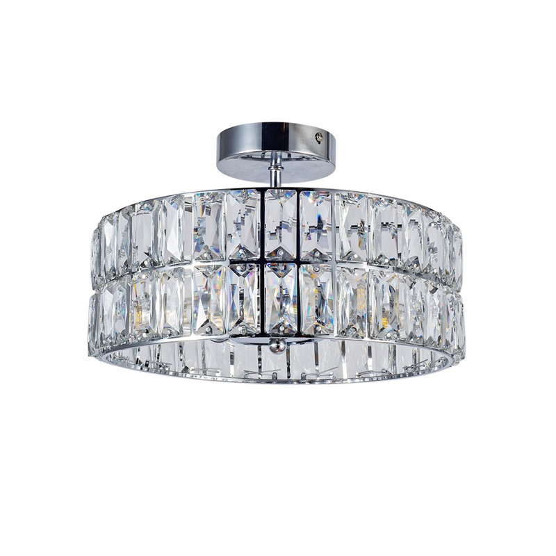 Adamsun Crystal Semi Flush Mount, Polished Chrome