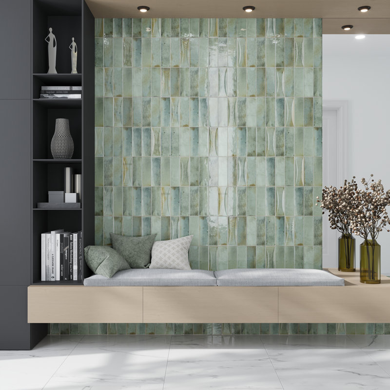 2.58'' W x 7.9'' L Ceramic Subway Singular Tile, Sage Green
