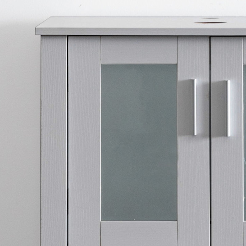Meuble-lavabo simple 48 po avec lavabo vasque Sharee, comptoir en bois manufacturé, robinet et drain Sharee, Gris
