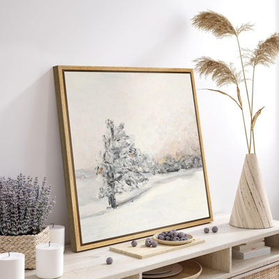 «Winter Wind Flowing The Tree Forest Landscape Snow Rustic», reproduction d'art sur toile encadrée