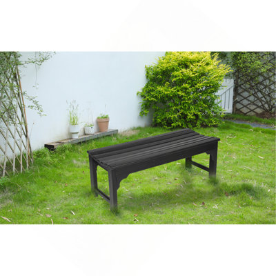 Banc Adirondack sans dossier avec texture en bois, siège en bois de poly pour patio, cour arrière, balcon, résistant aux intempéries avec protection contre les rayons UV
