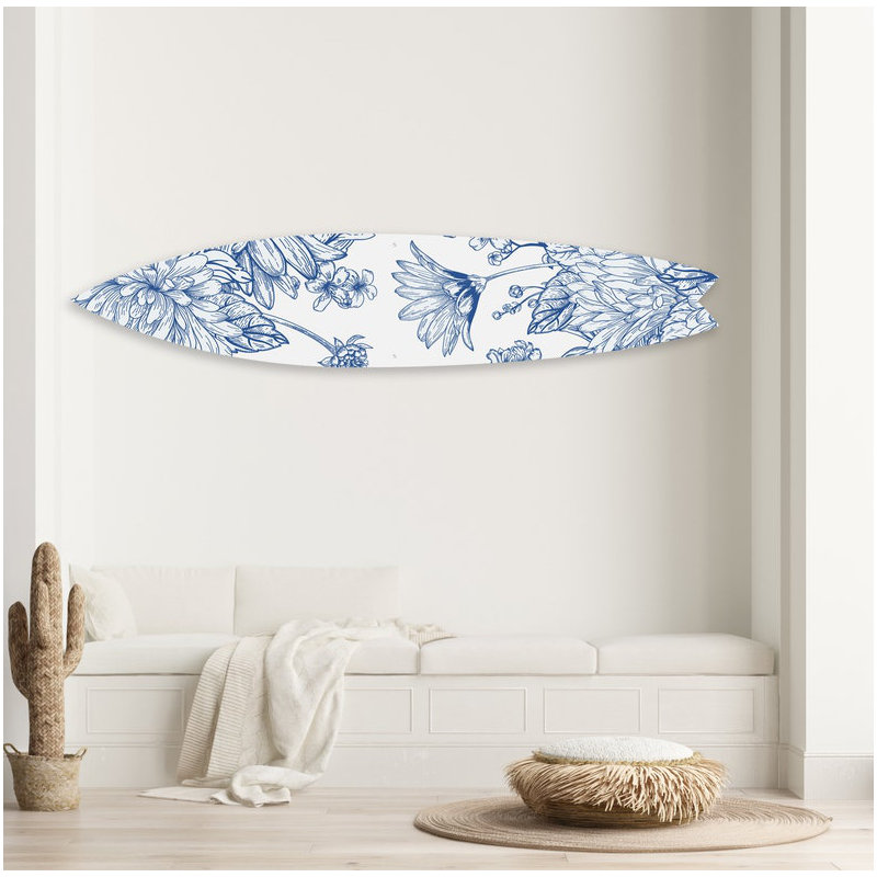 Art mural floral planche de surf acrylique