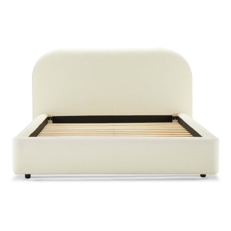 Lit double Arden, tissu beige, Complète