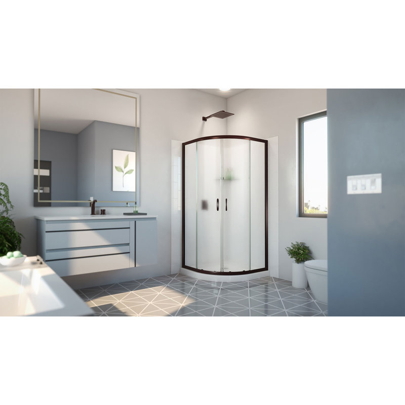 36'' W x 36'' D x 78'' H Semi-Frameless Round Shower Enclosure, Oil Rubbed Bronze