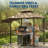 Heavy Duty Double-Tier Grill Gazebo – 8x5 ft Steel Frame BBQ Canopy with Side Awnings, 2 Shelves, 10 Hooks, 4 LED Lights, Ceiling Hook – Outdoor Patio Shelter for Backyard, Deck, Garden – Khaki-126522108