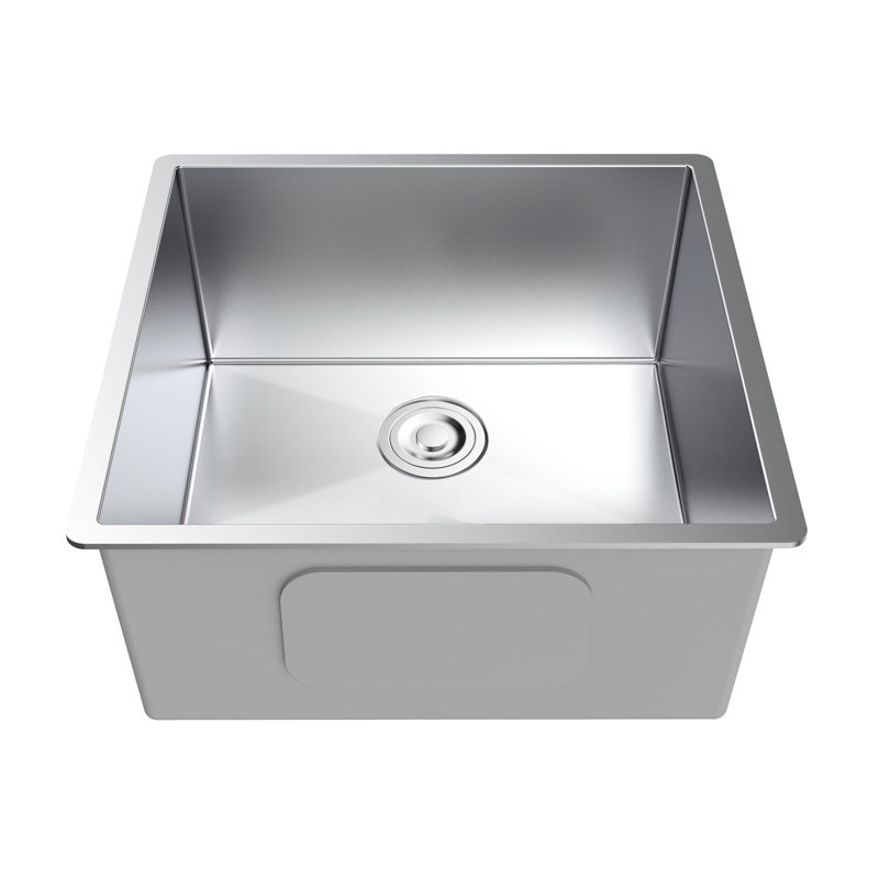 Single Bowl Stainless Steel Kitchen Sink, 10" H x 17" W x 18" D