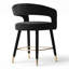 Tabouret de bar à dossier arrondi de 61 cm (24 po) recouvert de chenille avec repose-pieds doré-169682629