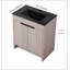 Meuble-lavabo autoportant avec lavabo en céramique noire et 2 portes d'armoire à fermeture en douceur-1310560782