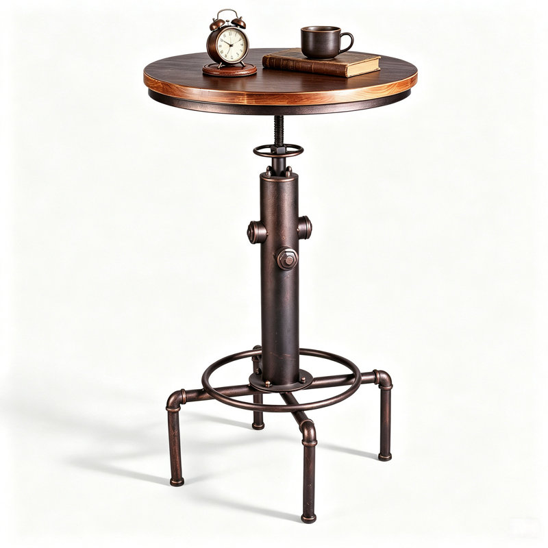 Table bistro industrielle 32,28 à 36,22 po, Brun / cuivre antique