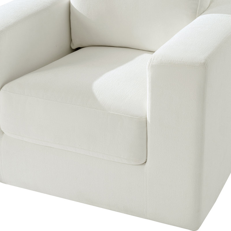 Chaise berçante pivotante avec accoudoirs carrés Isabel, Ivoire ivoire