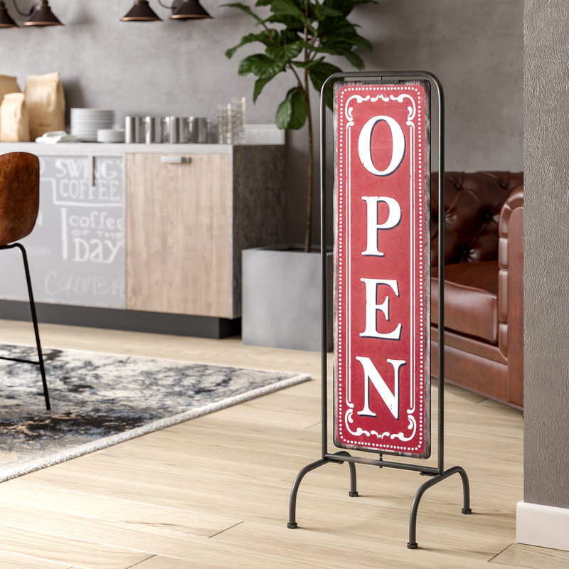 Free-Standing Metal Framed Open and Closed Sign