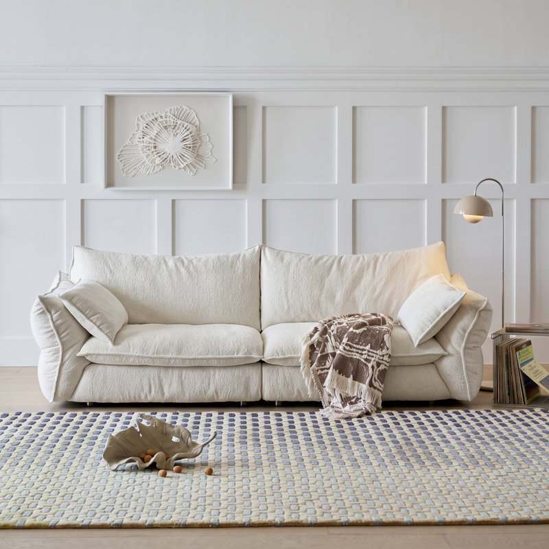 106.3" Wide Modern Boucle Oversized Sofa with Down-Blend Cushions & Ergonomic Support