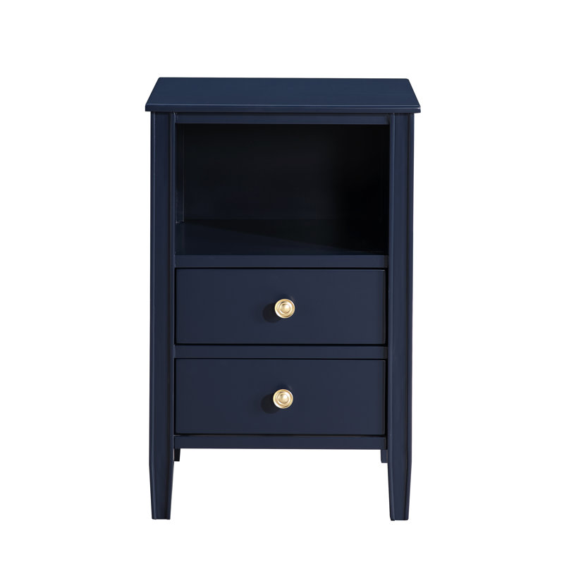 Table de chevet à 2 tiroirs Winston - Bleu minuit, Bleu très foncé