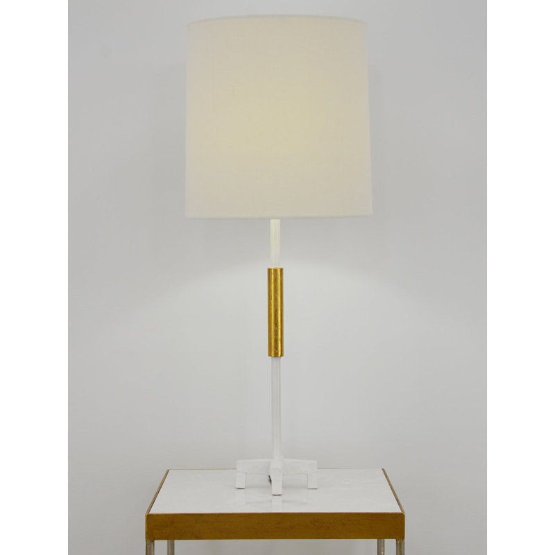 Aylan Table Lamp, White/Gold Leaf, White