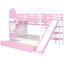 Lit superposé rose avec design, 2 tiroirs, 3 tablettes et glissade - idéal pour la chaleur de la chambre à coucher-1995082235-1995082233-1995082213