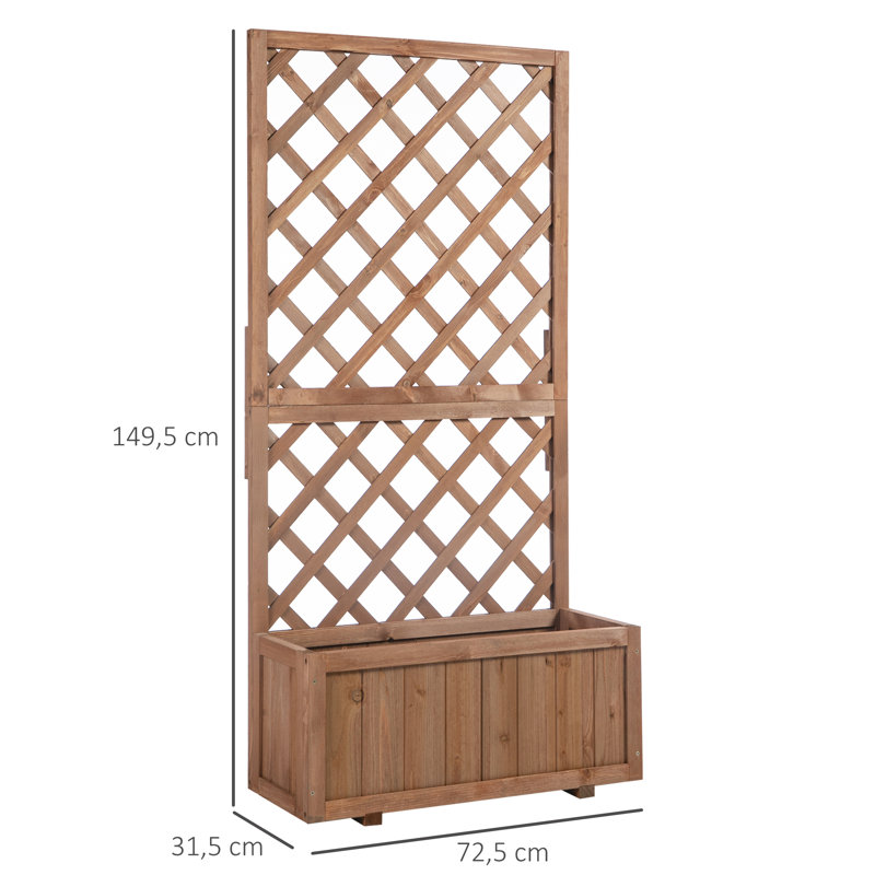 149.5cm H Wood Lattice Panel Trellis, Orange