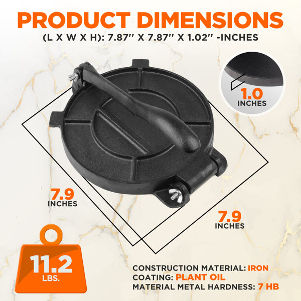 Tortilla Press, PreSeasoned Quesadilla Maker, Tortilla Maker 