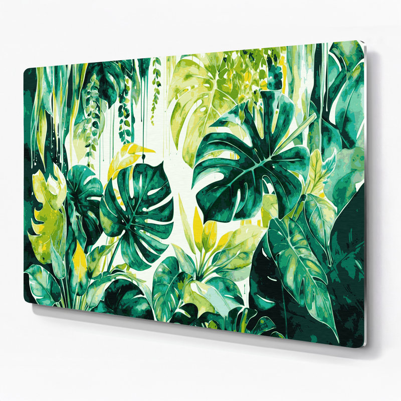 «Hawaiian Foliage Greens», art mural en métal vert, H 8 po x l 10 po